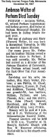 Ambrose Welter obituary, 1967