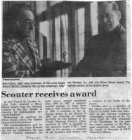 Buzz Gordon receives Silver Scout Award 1975