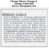 Clara B. Fratia obituary 2002