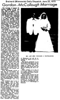 Suzanne Gordon and William McCullough wedding announcement, 1970