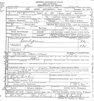 John George Durrenberger, death certificate, 1975