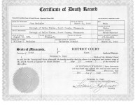 John Weibeler, death certificate, 1952