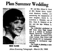 Lawrence J. Weibeler engagement announcement, 1968