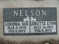 Lorinda Sue (1970-1972) and Loretta Lynn Nelson (1971-1972), Buried in Calvary Cemetery, Jordan, Minnesota