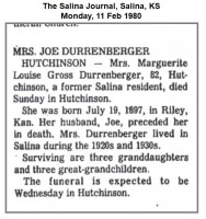 Marguerite Gross obituary 1980
