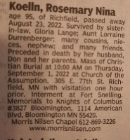 Rosemary Koelln obituary 2022