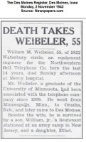 William M. Weibeler obituary - 1942